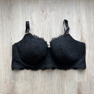 Aerie Real Power Black Lace Balconette Bra | Size 38DD